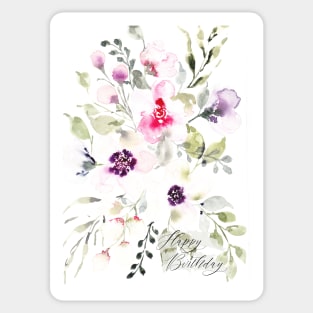 Loose Expressive Watercolor Happy Birthday Greeting Card Sticker